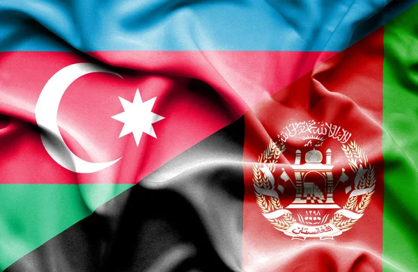 Bandera ondeante de Afganistán y Azerbaiyán —  Fotos de Stock