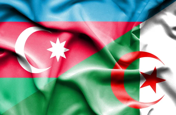 Waving flag of Algeria and Azerbaijan — Stock Photo, Image