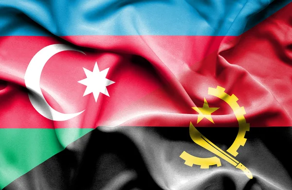 Bandera ondeante de Angola y Azerbaiyán —  Fotos de Stock