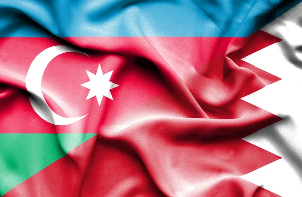 Waving flag of Bahrain and Azerbaijan — Stock Photo, Image