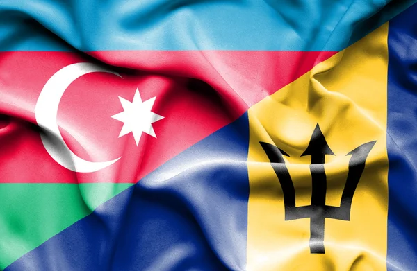 Bandeira acenando de Barbados e Azerbaijão — Fotografia de Stock