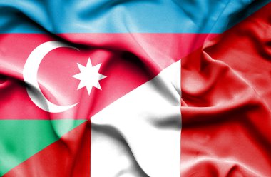 Peru ve Azerbaycan bayrağı sallayarak