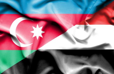 Yemen ve Azerbaycan bayrağı sallayarak