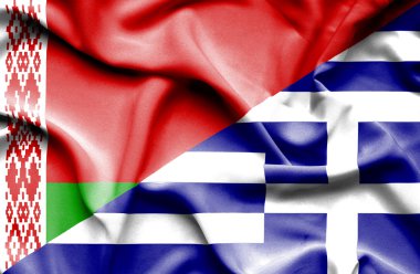 Yunanistan ve Beyaz Rusya bayrağı sallayarak