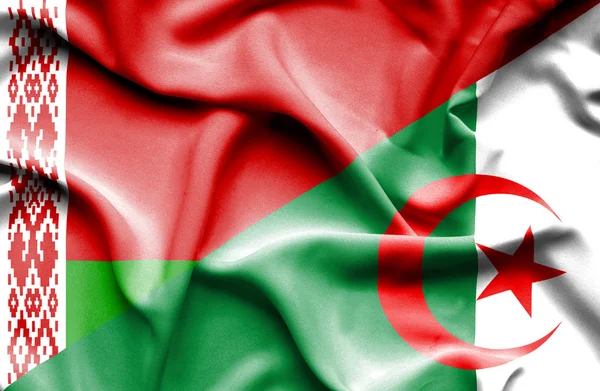 Розмахуючи прапором Алжиру і Білорусі — стокове фото