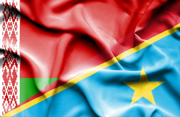 Bandeira da República Democrática do Congo e da Bielorrússia — Fotografia de Stock