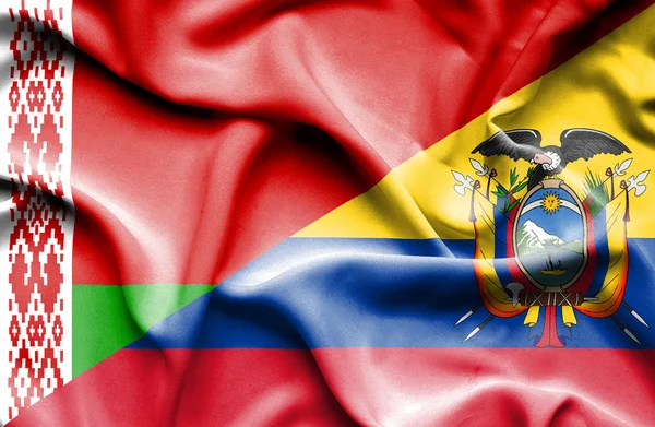 エクアドルやベラルーシの旗を振っています。 — ストック写真