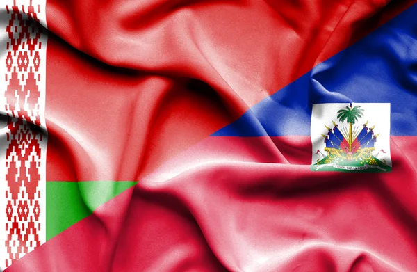 Haiti och Vitryssland viftande flagga — Stockfoto