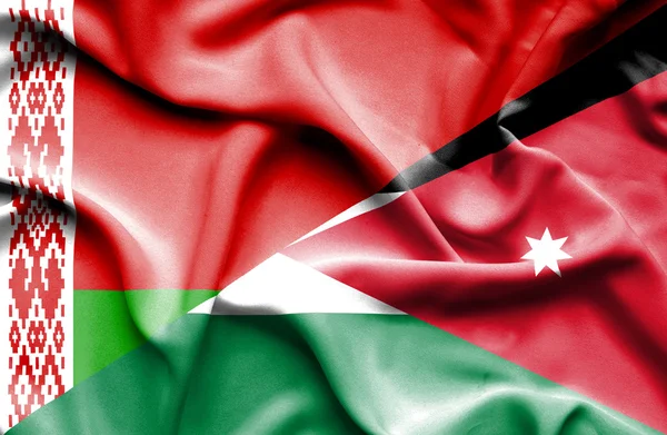 Jordan ve Beyaz Rusya bayrağı sallayarak — Stok fotoğraf