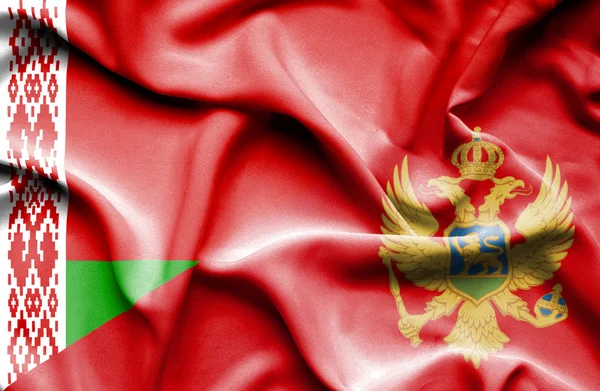 Bandeira de acenar de Montenegro e Bielorrússia — Fotografia de Stock