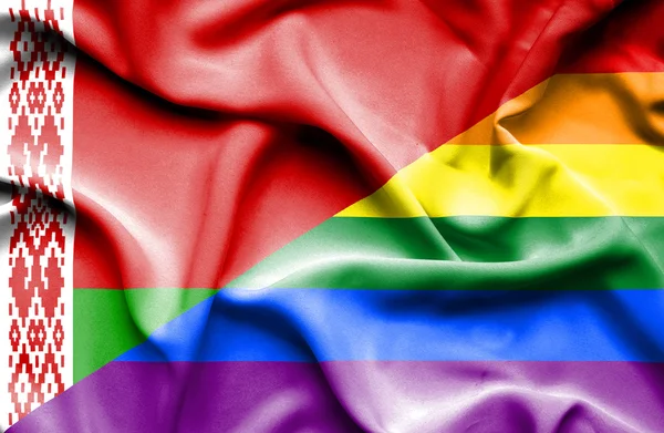 Bandeira acenando de Pride e Belarus — Fotografia de Stock