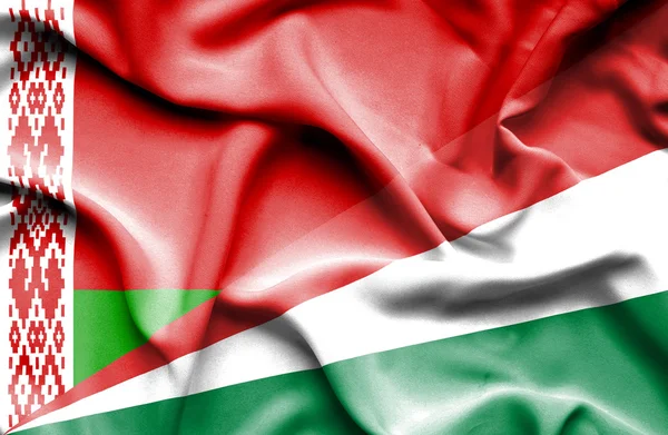 Seychelle-szigeteki és Fehéroroszország hullámzó zászlaja — Stock Fotó
