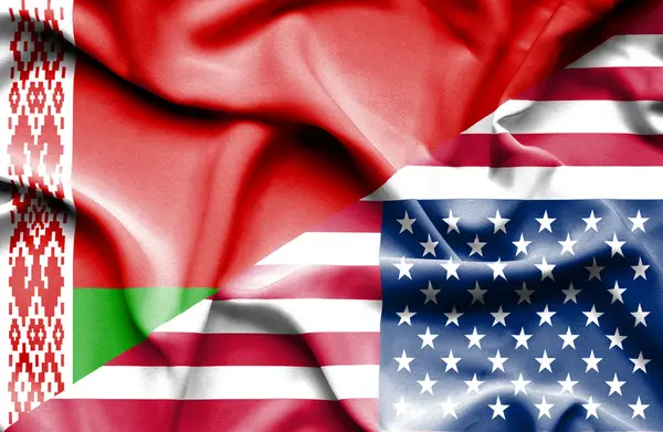 Bandeira dos Estados Unidos da América e da Bielorrússia — Fotografia de Stock