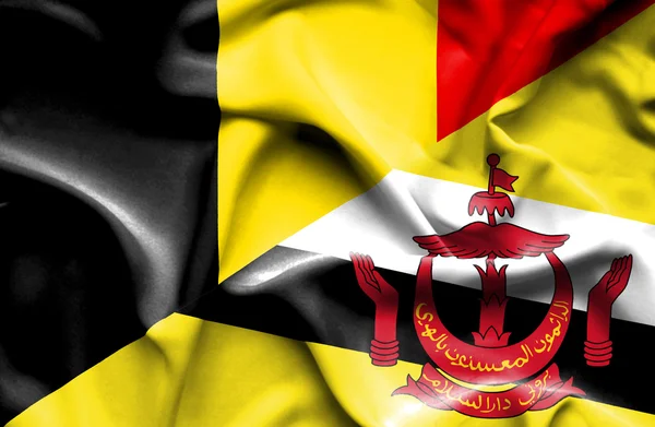 Bandera ondeante de Brunei y Bélgica — Foto de Stock