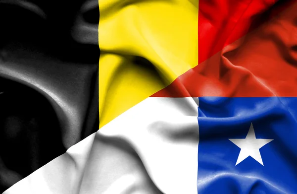 Waving flag of Chile and Belgium — Stock Photo, Image