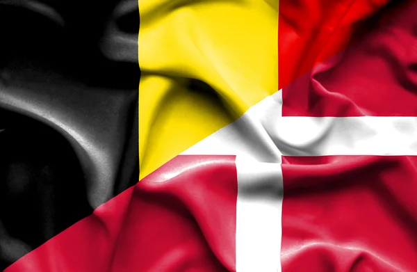 Viftande flagga Danmark och Belgien — Stockfoto