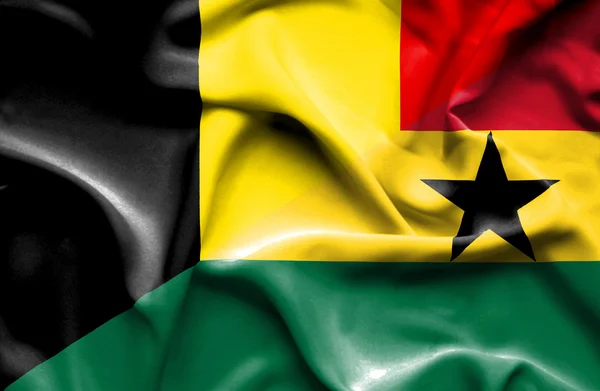 Bandera ondeante de Ghana y Bélgica — Foto de Stock