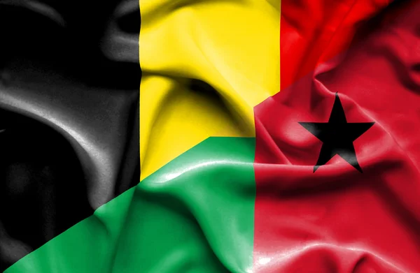 Κουνώντας τη σημαία της Γουϊνέας-Μπισάου και του Βελγίου — Φωτογραφία Αρχείου