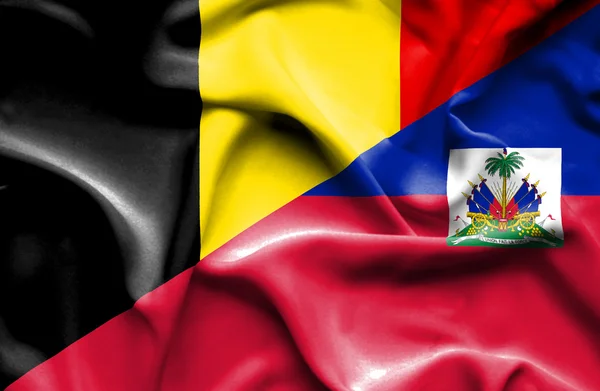 Machać flaga Haiti i Belgia — Zdjęcie stockowe