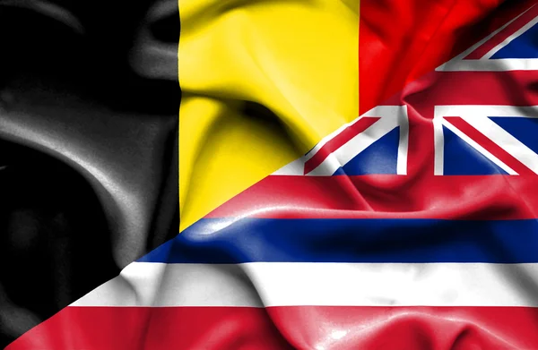 Bandeira acenando do Havaí e da Bélgica — Fotografia de Stock