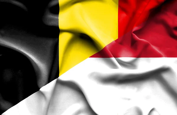 Flagge Indonesiens und Belgiens schwenken — Stockfoto