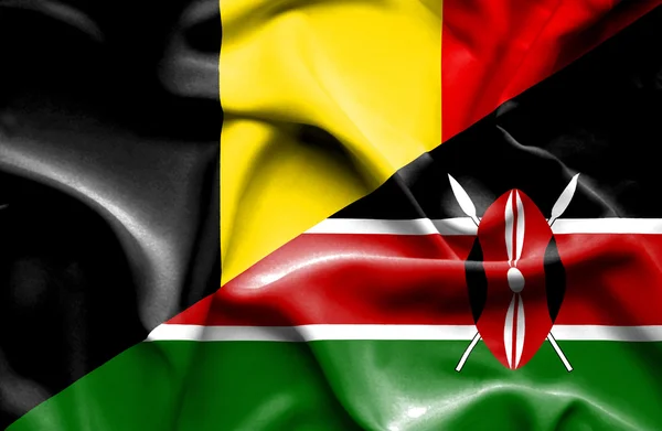 Kenya och Belgien viftande flagga — Stockfoto