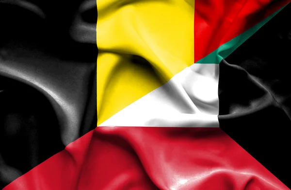 Waving flag of Kuwait and Belgium — Stock Photo, Image