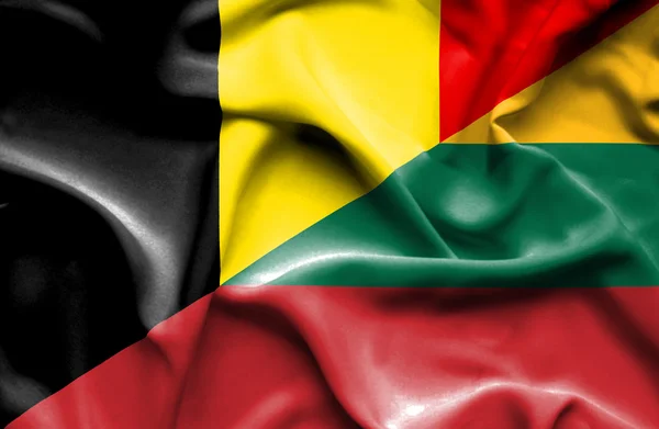 Waving flag of Lithuania and Belgium — Stock Photo, Image