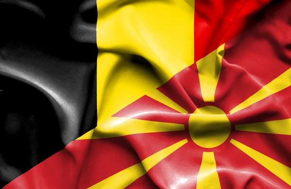 Drapeau de la Macédoine et de la Belgique — Photo