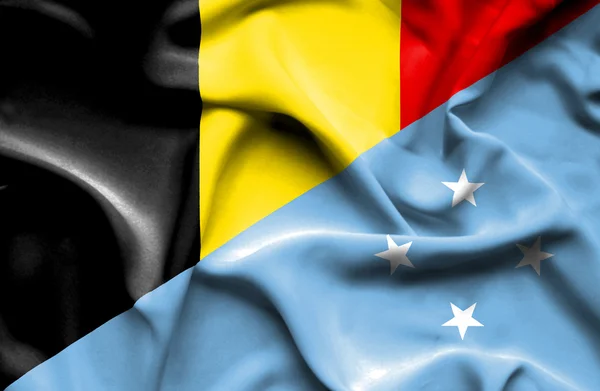 Machać flaga Mikronezji i Belgia — Zdjęcie stockowe