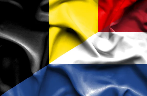 Nederländerna och Belgien viftande flagga — Stockfoto