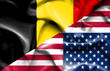 Amerika Birleşik Devletleri ve Belçika bayrağı sallayarak 
