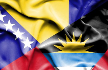 Antigua ve Barbuda ve Bosna-Hersek bayrağı sallayarak