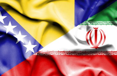 Iran ve Bosna-Hersek bayrağı sallayarak