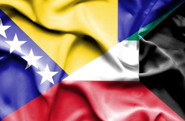 Kuveyt ve Bosna-Hersek bayrağı sallayarak