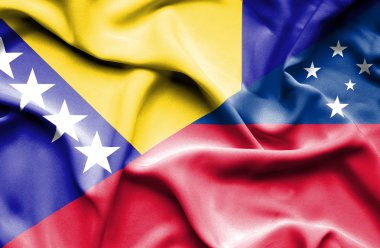 Samoa ve Bosna-Hersek bayrağı sallayarak