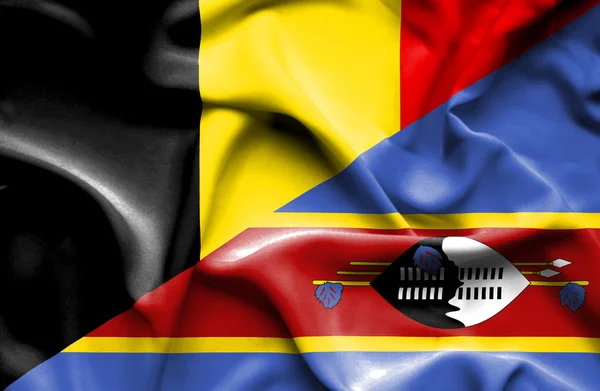 Swazliand 和比利时那飘扬的旗帜 — 图库照片