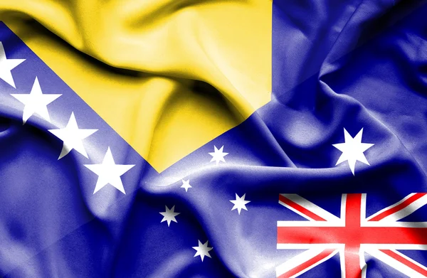澳大利亚和波斯尼亚和黑塞哥维那那飘扬的旗帜 — 图库照片