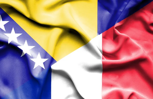 Bandeira acenando de França e Bósnia e Herzegovina — Fotografia de Stock
