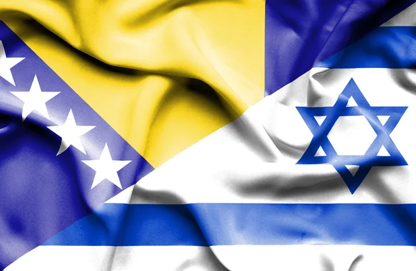 Waving flag of Israel and Bosnia and Herzegovina — Stock Photo, Image