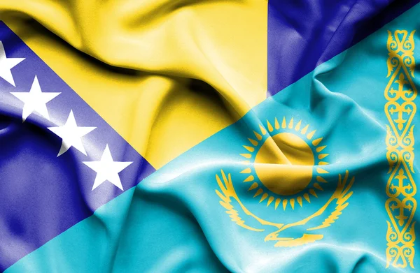 Drapeau du Kazakhstan et de Bosnie-Herzégovine — Photo