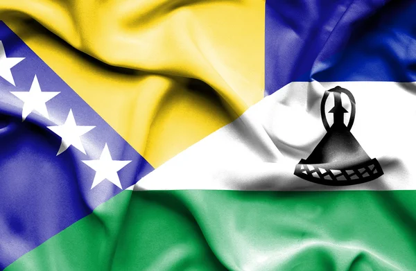 Bandeira acenando de Lesoto e Bósnia e Herzegovina — Fotografia de Stock