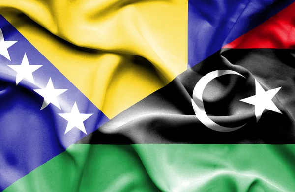Ondeando la bandera de Libia y Bosnia y Herzegovina —  Fotos de Stock