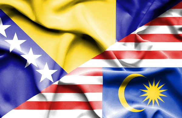 Viftande flagga Malaysia och Bosnien och Hercegovina — Stockfoto