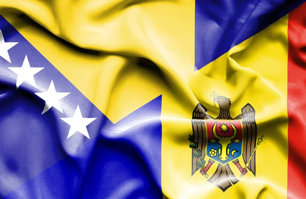 Bandeira da Moldávia e da Bósnia e Herzegovina — Fotografia de Stock