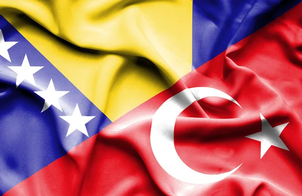 Bandeira da Turquia e da Bósnia e Herzegovina — Fotografia de Stock