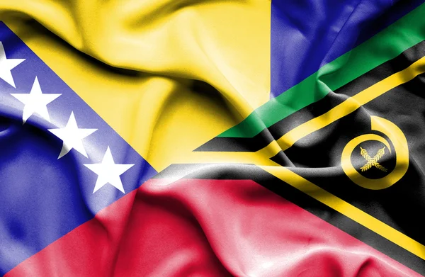 Viftande flagga Vanuatu och Bosnien och Hercegovina — Stockfoto