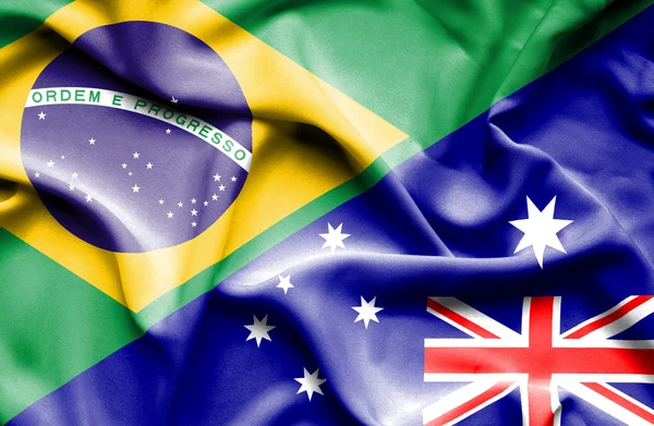 Flagge von Australien und Brasilien schwenken — Stockfoto