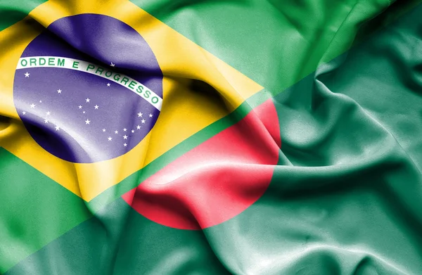 Bandiera sventolante di Bangladesh e Brasile — Foto Stock