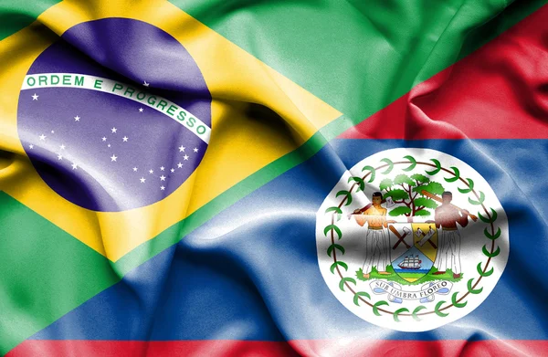 Bandeira acenando de Belize e Brasil — Fotografia de Stock